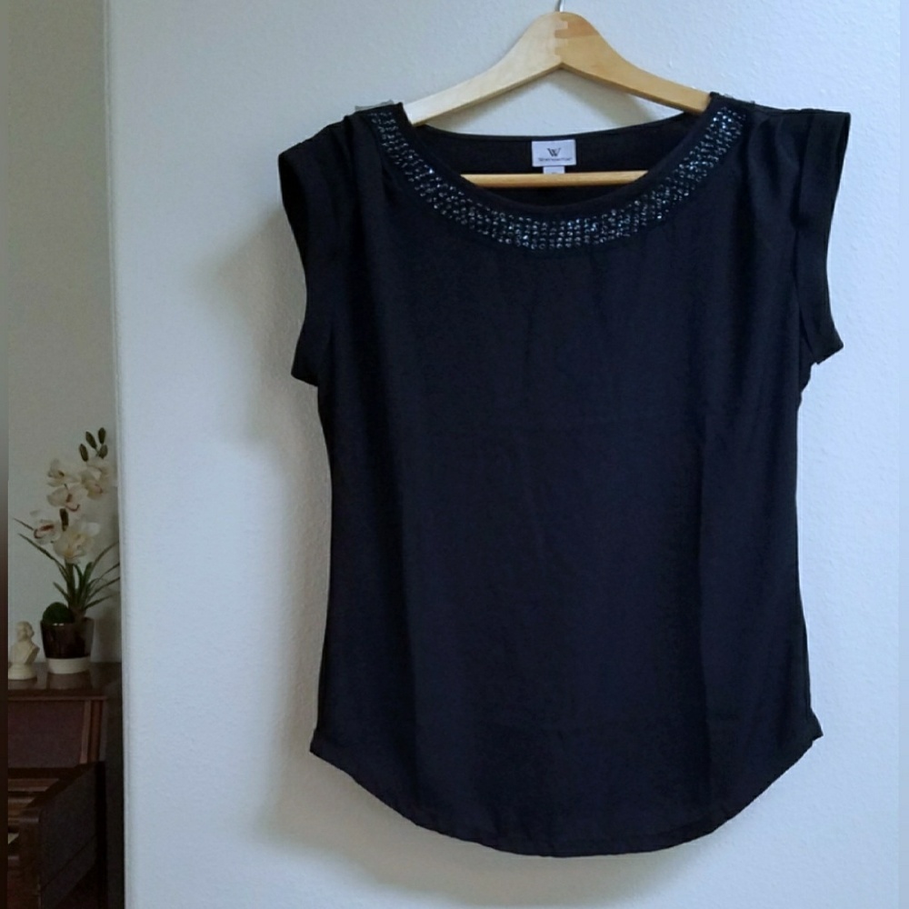 Worthington Black Embellished Top MEDIUM